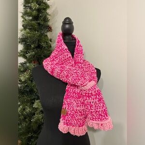 NWT KNANA KNOTS Light & Hot Pink Scarf Warm and Cozy Winter Ski Gear